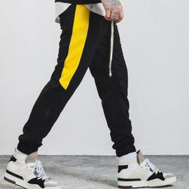 Side Striped Printing Mens Leisure Pants / Gym Casual Sports Pants Quick Dry