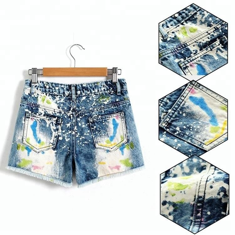 Adjustable Waist Children's Denim Shorts , Spring / Summer Little Girl Jeans Shorts